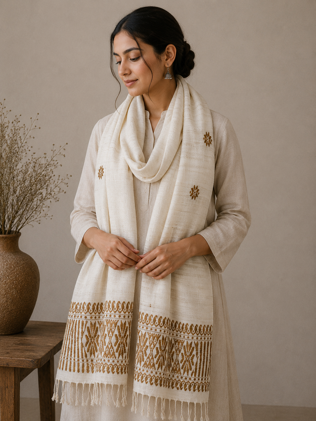 Pure eri stole, undyed